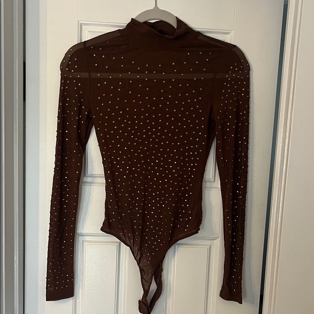 TOP CHIC sheer sparkle bodysuit